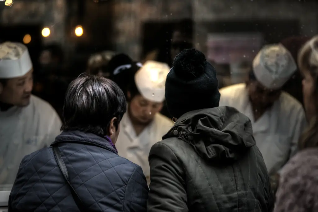 London China Town catering staff serve the crowds 