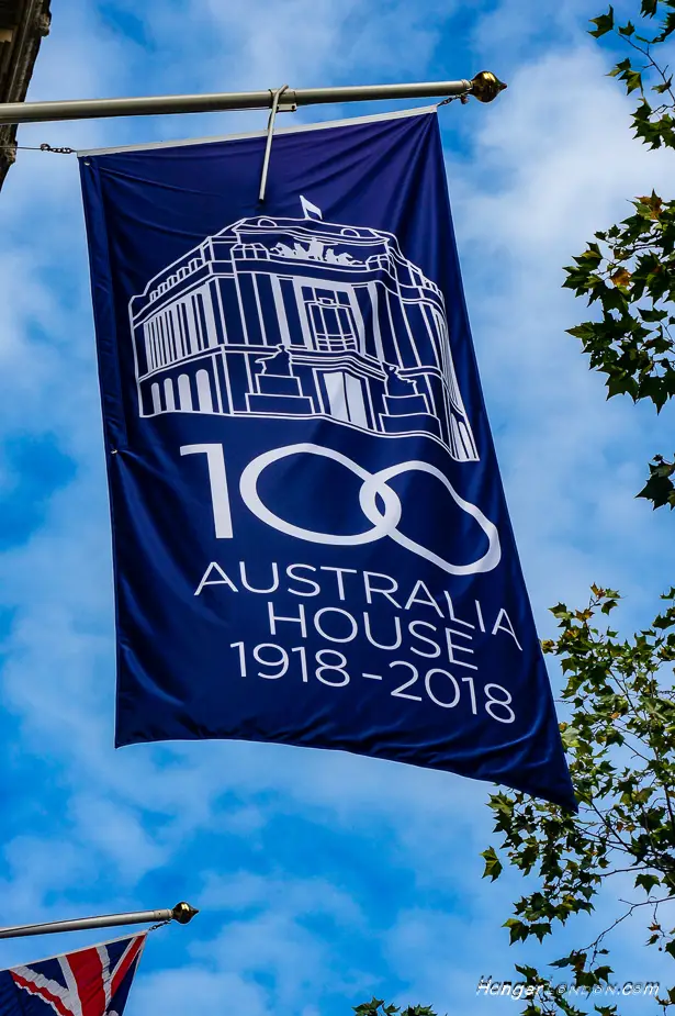100 years flag Australia House London 1918-2018