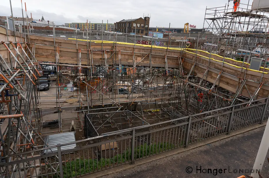 Hackney Wick view from the overground platforms construction area
