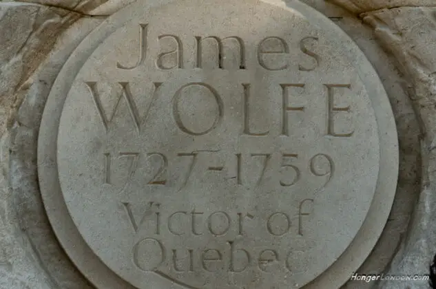 James Wolfe Victor of Quebec, Died in Canada Buried in Greenwich 2 James Wolfe Statue Greenwich stone text