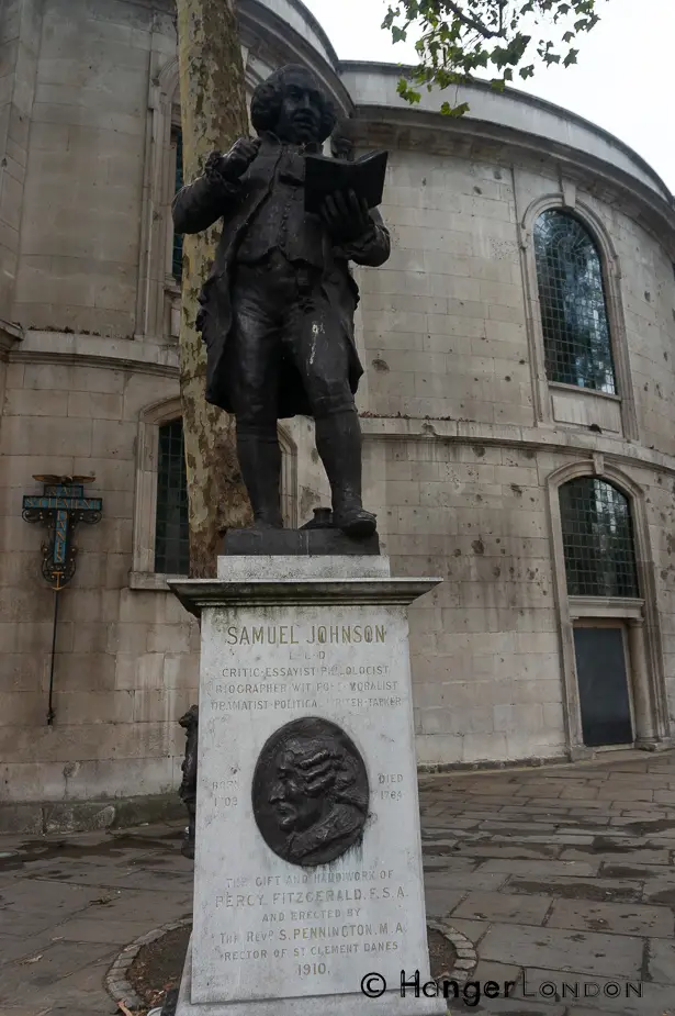 1709 Dr. Samuel Johnson's Dictionary of the English Language - Explored 3 Samuel Johnson Statue at the back of the RAF church St Clement Danes Strand, London WC2R 1DH