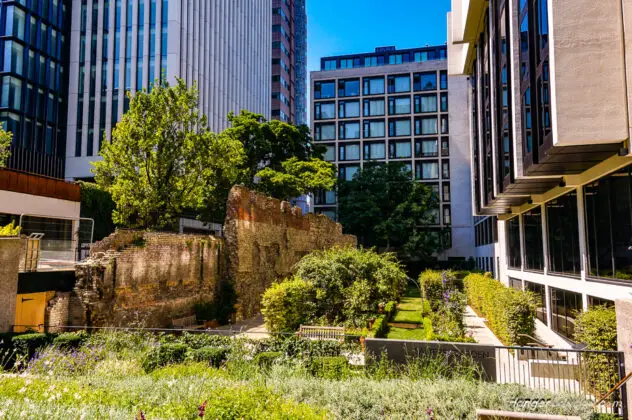 24th August 1940 WW2 Night bombing started in London 2 Back of Salters company , benches areas to sit nearby.