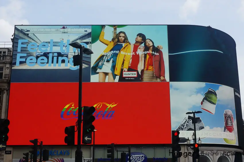 Coca Cola Pride colours Piccadilly Circus 