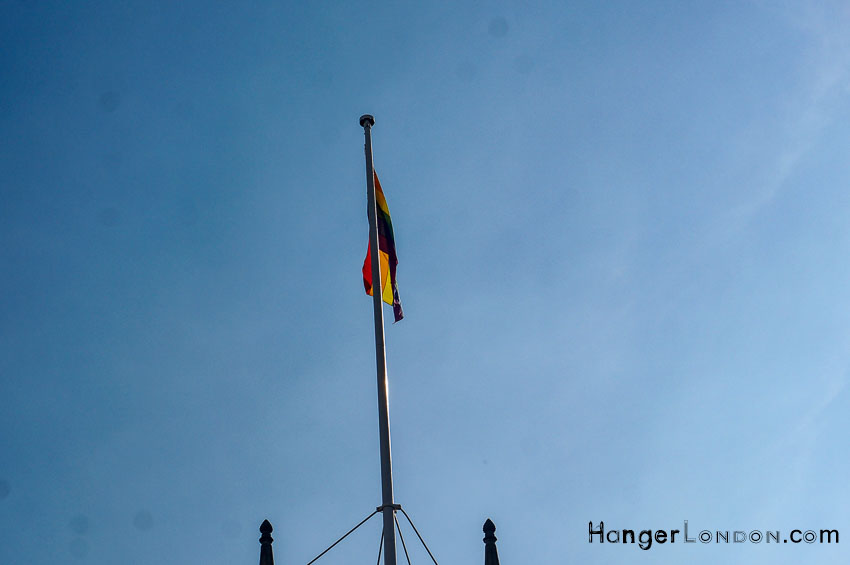 Rainbow flag high mast