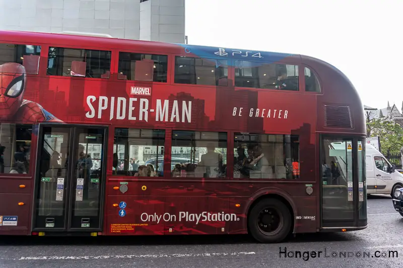 The Monetisation of the London Red Bus: The Best London Bus Ads 25 Spiderman design Bus 148 London