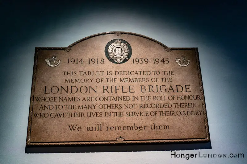 London Rifle Brigade Remembrance Plaque ST Boltoph BishopsGate