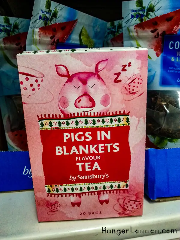 The Christmas Packaging the Pops! 31 Pigs in Blankets Themed Tea bags Sainsbury