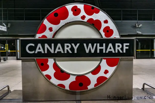 Canary Wharf Poppy Roundel TFL sign