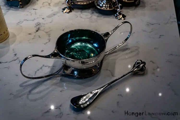 Osterley Park and House Winter Exhibition -Made For The Table In partnership with Goldsmiths Company 6 Bowl & Spoon C.R Ashbee 1902 Bowl 1905 spoon