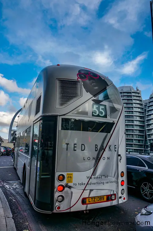 Back of a Ted Baker design 55 Bus