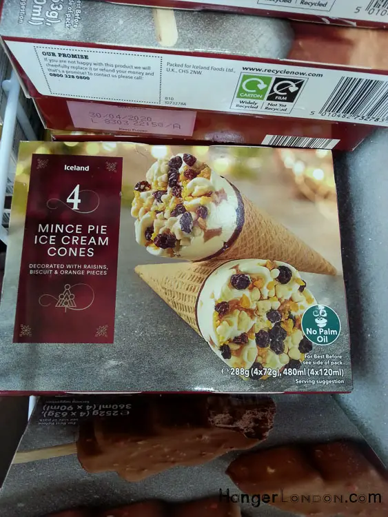 Mince pie flavour cornetto style ice cream cones Iceland