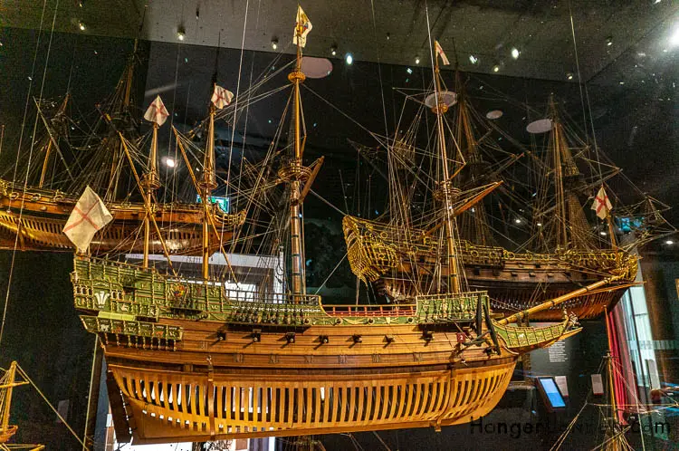 Greenwich Facts and the 4 winter Autumn Galleries at the National Maritime Museum 3 Wooden Tudor ship in New Gallery Maritime Museum