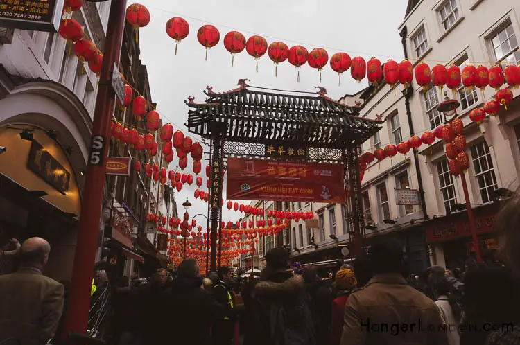 Red chinese lanterns China Town London