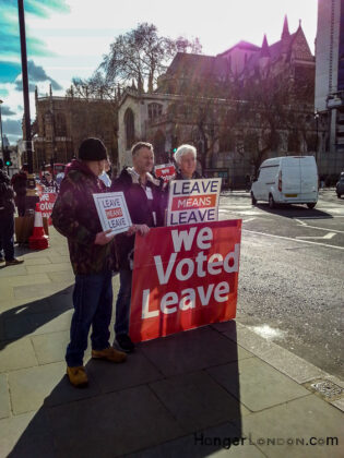 Brexit Culture: Flags and Signs Speak Out 8 we voted leave brexit slogan westminster