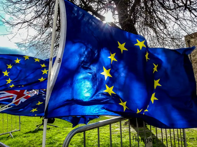 Brexit flags College Green London