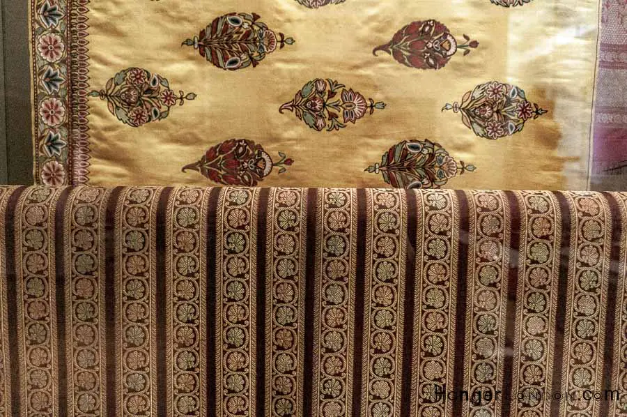 Varanasi India coloured woven silk with gold