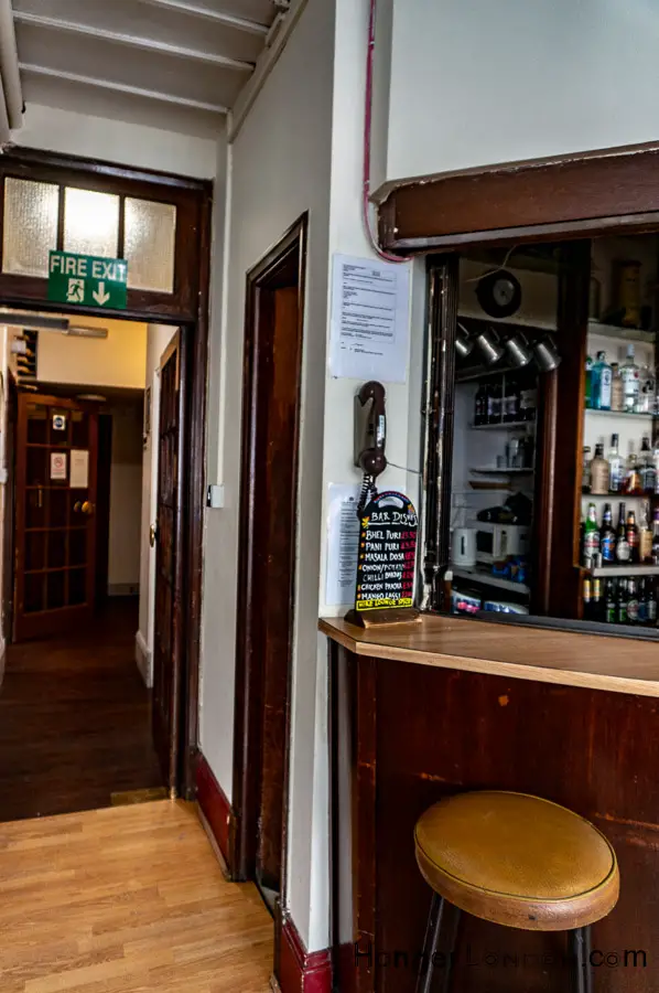 Bar area inside the India Club London