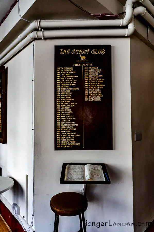 Discover the fascinating story of The India Club at 143 Strand 10 Presidents of the Curry Club plaque inside the bar lounge of the India Club