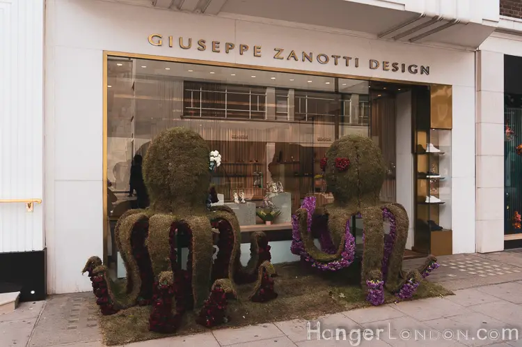 The definitive list of all 88 entries at RHS Chelsea in Bloom 2019 Flower Show 34 Giuseppe Zanotti shop entry for Chelsea in Bloom