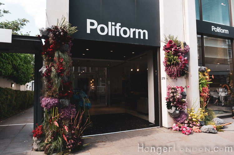 Front window of Poliform store Chelsea in bloom
