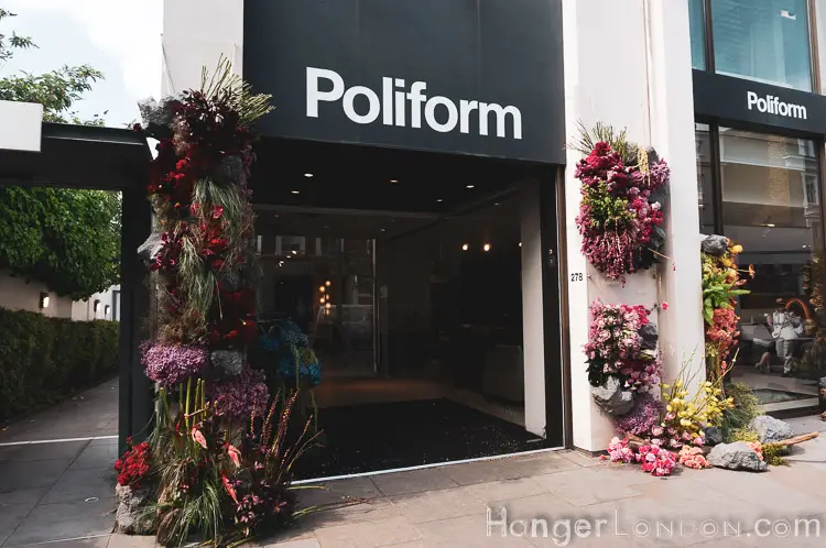 The definitive list of all 88 entries at RHS Chelsea in Bloom 2019 Flower Show 76 Front window of Poliform store Chelsea in bloom