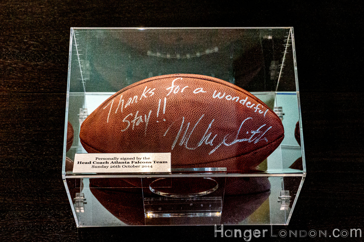 The Football Shrine at The Hilton London Wembley 5 USA signed American Football