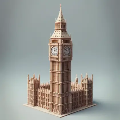 Big Ben one of London's most iconic landmarks. The clock tower is intricately detailed but has an exaggerated